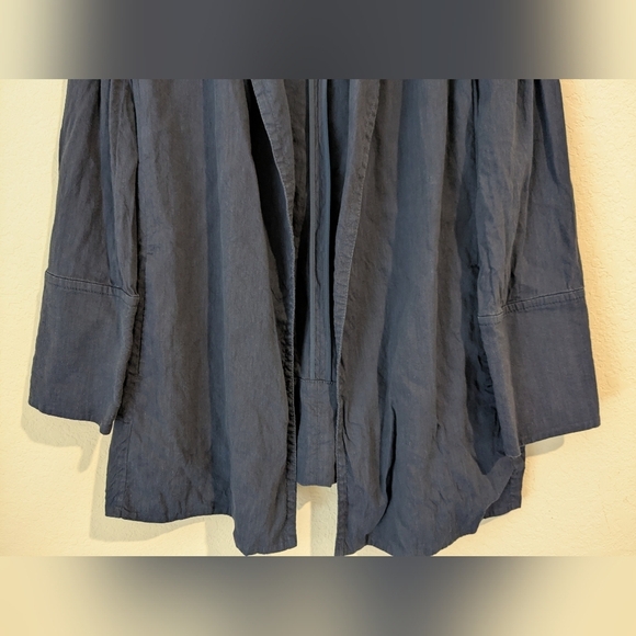 MM Lafleur Blue Linen Viscose Blend Open Front Imogen Jacket Lagenlook Layering - Picture 6 of 11